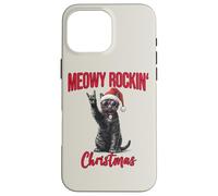 Meowy Rockin Christmas Funny Cat Wear Santa Hat Kitten Xmas Case for iPhone 16 Pro Max