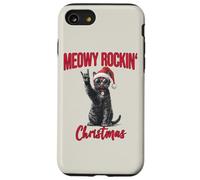 Meowy Rockin Christmas Funny Cat Wear Santa Hat Kitten Xmas Case for iPhone SE (2020) / 7/8