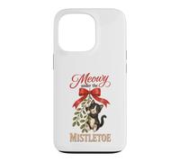 Meowy Under The Mistletoe Cute Tuxedo Kitten Christmas Case for iPhone 13 Pro