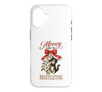Meowy Under The Mistletoe Cute Tuxedo Kitten Christmas Case for iPhone 16