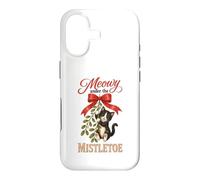 Meowy Under The Mistletoe Cute Tuxedo Kitten Christmas Case for iPhone 17
