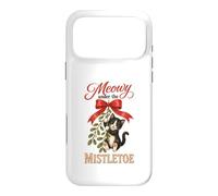 Meowy Under The Mistletoe Cute Tuxedo Kitten Christmas Case for iPhone 17 Pro Max
