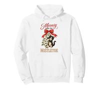 Meowy Under The Mistletoe Cute Tuxedo Kitten Christmas Pullover Hoodie