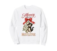 Meowy Under The Mistletoe Cute Tuxedo Kitten Christmas Sweatshirt