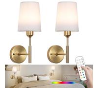 MeoYlaery Battery Operated Wall Sconces Set of 2,Rechargeable Wall Lights with Remote Control,Wireless Wall Light Dimmable,Battery Powered Wall Sconce for Bedroom Living Room Hallways Stairwells.Gold