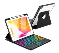 MePadKey Touchpad Keyboard Case for iPad 9th /8th/7th Generation 10.2 inch, 360 Degree Rotation Cover with Rainbow Backlit Wireless Detachable Keypad for iPad Pro 10.5/Air 3rd Gen (Black)