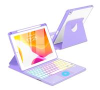 MePadKey Touchpad Keyboard Case for iPad 9th /8th/7th Generation 10.2 inch, 360 Degree Rotation Cover with Rainbow Backlit Wireless Detachable Keypad for iPad Pro 10.5/Air 3rd Gen (Purple)