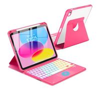 MePadKey Touchpad Keyboard Case for iPad (A16) 11th 10th Generation, 360 Rotation Cover with Pencil Holder Wireless Backlit Detachable Keypad for iPad 11 inch 2025/10 Gen 10.9" 2022 Watermelon Red