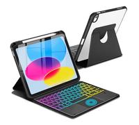 MePadKey Touchpad Keyboard Case for iPad (A16) 11th 10th Generation, 360 Rotation Cover with Pencil Holder Wireless Backlit Detachable Keypad for iPad 11 inch 2025/10 Gen 10.9" 2022 Black
