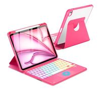 MePadKey Touchpad Keyboard Case for iPad Air 11 inch M3 2025/M2 2024 7th/6th Generation, 360 Rotation Cover with Wireless Backlit Detachable Keypad for Air 10.9" 5th 4th 4 5 6 7 Gen, Watermelon Red