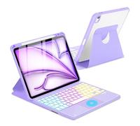 MePadKey Touchpad Keyboard Case for iPad Air 11 inch M3 2025/M2 2024 7th/6th Generation, 360 Rotation Cover with Wireless Backlit Detachable Keypad for Air 10.9" 5th 4th 4 5 6 7 Gen, Purple