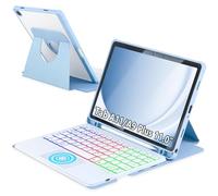 MePadKey Touchpad Keyboard Case for Samsung Galaxy Tab A9 Plus 11 inch SM-X210/X215/X216, 360 Degree Rotating Cover with Color Backlight Magnetic Removable Keyboard for Tablet A9+ (Sky Blue+White)