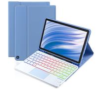 MePadKey Trackpad Keyboard Case for Amazon Fire HD 10/10 Plus 10.1 inch 2021/2023(11/13th Generation),7-Color Backlight Rechargeable Keyboard with Kids Multi-Angle Cover for Tablet (Blue)
