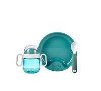 Mepal - Baby dinnerware 3-Piece Set Mepal Mio - Includes Leak-Proof Sippy Cup, Trainer Plate & Trainer Spoon - Dishwasher Safe & BPA-Free - Set of 3 - Deep Turquoise