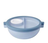 Mepal Basic bento Lunch Bowl Vita, Multi-Compartment, Extra Dressing Container and Tray, Bento Box, Salad Lunch Box, 1500 ml, Nordic Blue