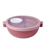 Mepal Basic bento Lunch Bowl Vita, Multi-Compartment, Extra Dressing Container and Tray, Bento Box, Salad Lunch Box, 1500 ml, Vivid Mauve