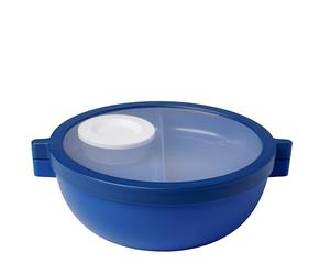 Mepal Basic bento lunch bowl Vita, Multi-Compartment, Extra dressing container and tray, Bento box, Salad lunch box, 1500 ml, Vivid blue