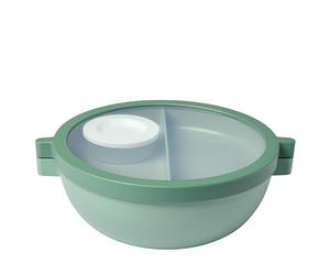 Mepal Basic bento lunch bowl Vita, Multi-Compartment, Extra dressing container and tray, Bento box, Salad lunch box, 1500 ml, Nordic sage