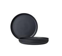 Mepal - Breakfast plate 4 pieces Silueta - Dishwasher & microwave resistant - Plastic plates - Dinner plates - Tableware - 23 cm - Nordic black