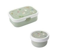 Mepal Children's Fruit and Bento Box, Dishwasher Safe & BPA-Free, 300 ml & 750 ml, with Compartments, Fork and Clip Closure, Perfect for Snacks and Meals, Little Farm