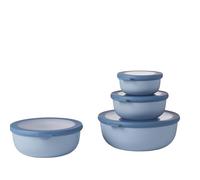 Mepal - Cirqula Round Multi Bowl Set of 4 - Storage Jars with Lid - Suitable as Storage Box, Refrigerator, Freezer & Microwave Tableware - 350, 750, 1250, & 2250 ml - Nordic Blue