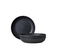 Mepal - Deep plate 4 pieces Silueta - Dishwasher & microwave resistant - Plastic plates - Dinner plates - Tableware - 21 cm - Nordic black