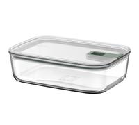 Mepal - Glass Food Container EasyClip - Container with lid & sliding closure - Meal prep boxen - Suitable for microwave, steam oven and oven - Airtight - 1,5 l - Nordic sage
