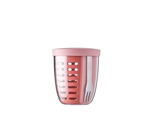 Mepal Ellipse - Veggie Pot - Ideal for Fruits & Veggies On The Go - Box with Fork & Colander - 600 ml - Mauve