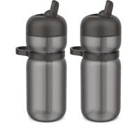 Mepal Flip Bottle Sport, Leakproof (in closed position), Carry Handle and comfortable Grip, Built-in Straw, Water Bottle, 600 ml, Graphite black (Pack of 2)