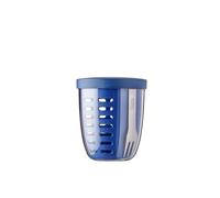 Mepal - Fruit & Veggie Pot Ellipse - Fruit Container - Ideal For Fruit and Vegetables On The Go - Fruit Box With Fork & Colander - 600 ml - Vivid Blue