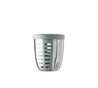 Mepal - Fruit & Veggie Pot Ellipse - Fruit Container - Ideal For Fruit and Vegetables On The Go - Fruit Box With Fork & Colander - 600 ml - Nordic Sage