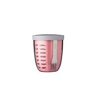 Mepal - Fruit & Veggie Pot Ellipse - Fruit Container - Ideal For Fruit and Vegetables On The Go - Fruit Box With Fork & Colander - 600 ml - Nordic Pink