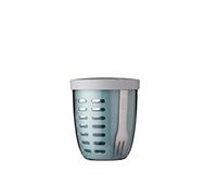 Mepal - Fruit & Veggie Pot Ellipse - Fruit Container - Ideal For Fruit and Vegetables On The Go - Fruit Box With Fork & Colander - 600 ml - Nordic Green