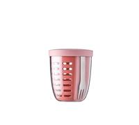 Mepal - Fruit & Veggie Pot Ellipse - Fruit container - Ideal For Fruit and Vegetables On The Go - Fruit Box With Fork & Colander - 600 ml - Vivid Mauve