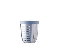 Mepal - Fruit & Veggie Pot Ellipse - Fruit Container - Ideal For Fruit and Vegetables On The Go - Fruit Box With Fork & Colander - 600 ml - Nordic Blue
