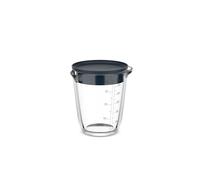 Mepal - Glass Measuring Jug with Lid Chef it - Easy-to-read engraved Scale - Microwave & Oven Safe (Without Lid) - Dishwasher Safe - 500 ml - Navy