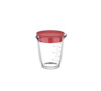 Mepal - Glass Measuring Jug with Lid Chef it - Easy-to-read engraved Scale - Microwave & Oven Safe (Without Lid) - Dishwasher Safe - 500 ml - Coral