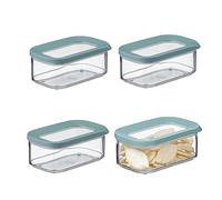 Mepal Modula Storage Container Set, 425 ml, Plastic Container with Lid, Pack of 4, Ideal for Food Storage, Stackable and Space-Saving, Dishwasher Safe, Nordic Green