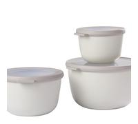 Mepal - Multi Bowl Cirqula 3-Piece Set - Food Storage Container with Lid - Suitable as Airtight Storage Box for Fridge & Freezer, Microwave Container & Servable Dish - 500, 1000, 2000ml - Nordic white