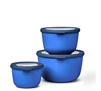 Mepal - Multi Bowl Cirqula 3-Piece Set - Food Storage Container with Lid - Suitable as Airtight Storage Box for Fridge & Freezer, Microwave Container & Servable Dish - 500, 1000, 2000ml - Vivid blue