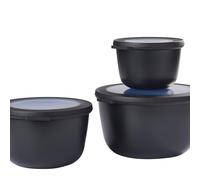 Mepal - Multi Bowl Cirqula 3-Piece Set - Food Storage Container with Lid - Suitable as Airtight Storage Box for Fridge & Freezer, Microwave Container & Servable Dish - 500, 1000, 2000ml - Nordic black