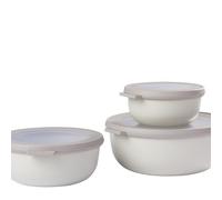 Mepal - Multi Bowl Cirqula 3-Piece Set - Food Storage Container with Lid - Suitable as Airtight Storage Box for Fridge & Freezer, Microwave Container & Servable Dish - 350, 750, 1250ml - Nordic white