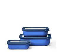 Mepal - Multi Bowl Cirqula 3-Piece Set - Food Storage Container with Lid - Suitable as Airtight Storage Box for Fridge & Freezer, Microwave Container & Servable Dish - 500, 1000, 2000ml - Vivid blue