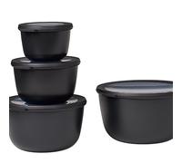 Mepal - Multi Bowl Cirqula 4-Piece Set - Food Storage Container with Lid - Suitable as Airtight Storage Box for Fridge & Freezer, Microwave Container - 500, 1000, 2000, 3000ml - Nordic Black