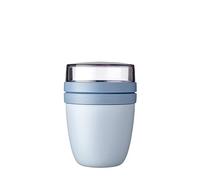 Mepal overnight oat jar - Mini - Practical Yoghurt Cup & Muesli Cup - Separate Compartments for Yoghurt & Muesli - Suitable for Freezer, Microwave & Dishwasher - 300 ml + 120 ml - Nordic Blue