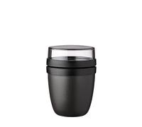 Mepal overnight oat jar - Mini - Practical Yoghurt Cup & Muesli Cup - Separate Compartments for Yoghurt & Muesli - Suitable for Freezer, Microwave & Dishwasher - 300 ml + 120 ml - Nordic Black