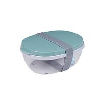 Mepal - Salad Box Ellipse - Salad Lunch Box With Several Compartments - Bento Box for Salads On The Go - Healthy Lunch & Lifestyle - 1300 ml + 600 ml - Nordic Green