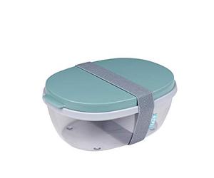 Mepal - Salad Box Ellipse - Salad Lunch Box With Several Compartments - Bento Box for Salads On The Go - Healthy Lunch & Lifestyle - 1300 ml + 600 ml - Nordic Green