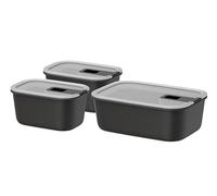 Mepal - Set Food container EasyClip - 3 pcs set - Container with lid & sliding closure - Suitable for microwave, steam oven, refrigerator, and freezer - Airtight - 2x 450 + 1000 ml - Nordic black