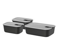 Mepal - Set Food container EasyClip - 3 pcs set - Container with lid & sliding closure - Suitable for microwave, steam oven, refrigerator, and freezer - Airtight - 2x 700 + 1500 ml - Nordic black
